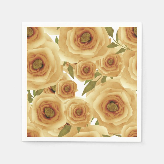 Rose Blume abstrakter Blumendruck Beigetöne Serviette (Vorderseite)