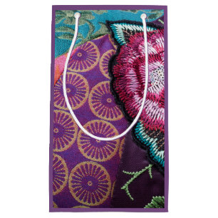 Rose Blume bestickt aussehen boho lila Kleine Geschenktüte