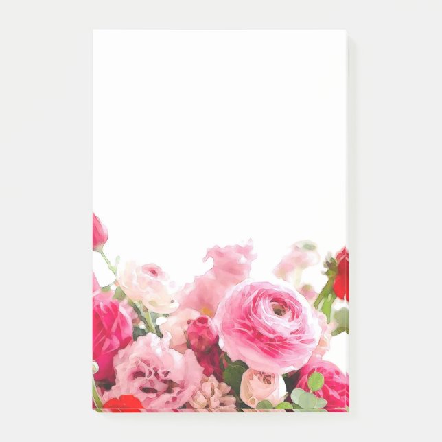 Rose Blume Blank Template Floral Wind Farbe Post-it Klebezettel (Vorderseite)