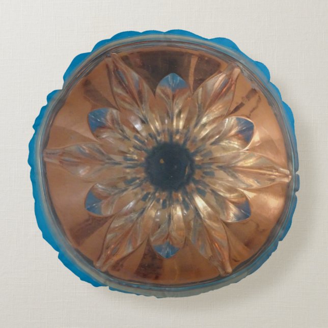 Rosé Blume Blue Rundkissen Rundes Kissen (Vorderseite)