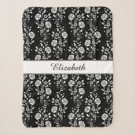 Rose Blume Blumenmuster Schwarz und Weiß Sherpadecke