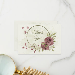 Rose Blume botanische Hochzeit Dankeskarte