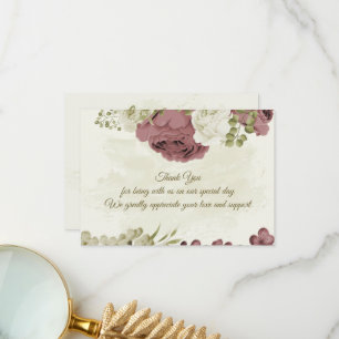 Rose Blume botanische Hochzeit Dankeskarte