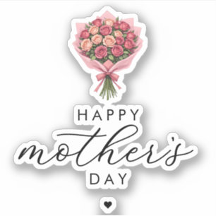 Rose Blume Bouquet Happy Mother Day Elegante Aufkleber