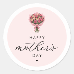 Rose Blume Bouquet Happy Mother Day Elegante Runder Aufkleber