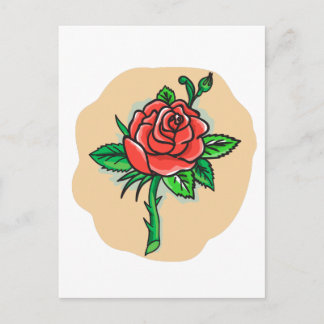 Rose Blume Bud Blätter Thorn Tattoo Postkarte
