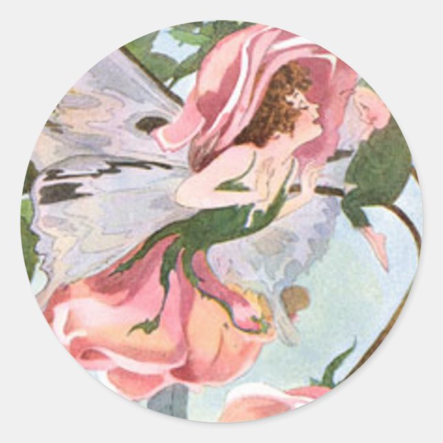 Rose Blume Fairy Runder Aufkleber (Vorderseite)