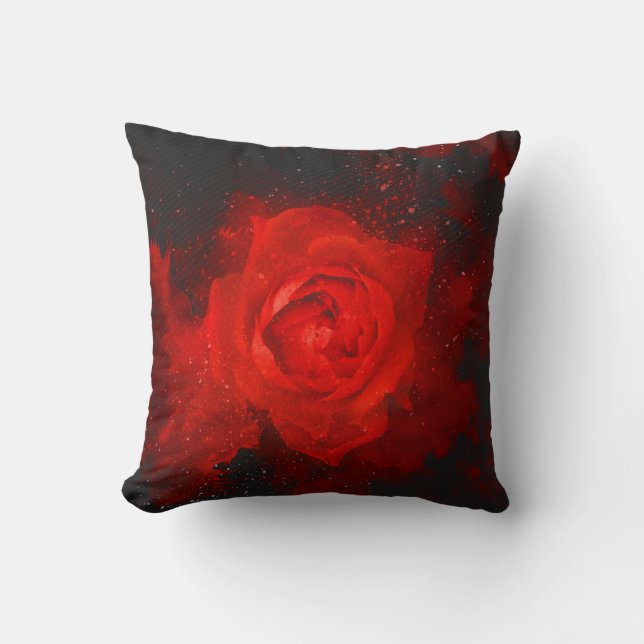 Rose Blume fließend Aquarellmalerei Kissen (Vorderseite)