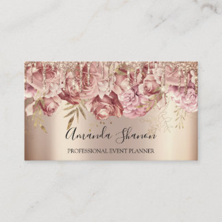 Rose Blume Golden Tropfen QR CODE Logo Visitenkarte
