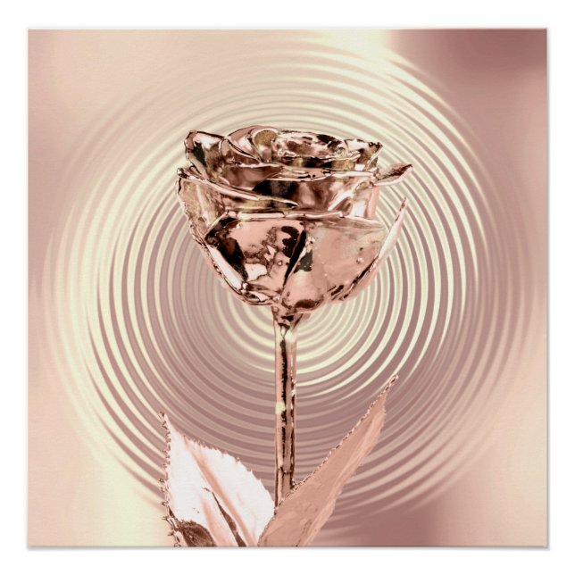 Rose Blume Goldener Kupfermetall Poster (Vorderseite)