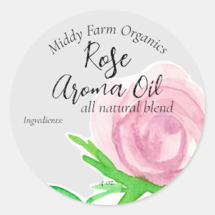 Rose Blume Herb Essential Oil Product Label Runder Aufkleber