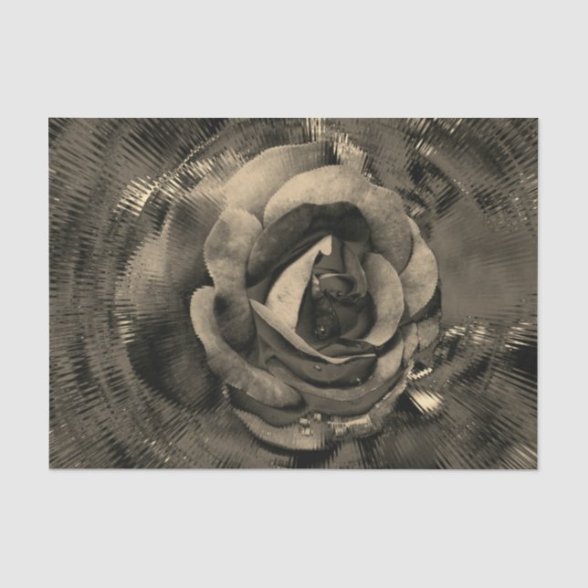 Rose Blume im Blut Abstrakt Sepia Dekoupage Seidenpapier (Vorderseite)