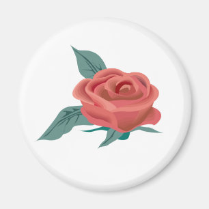 Rose Blume mit Blättern Magnet