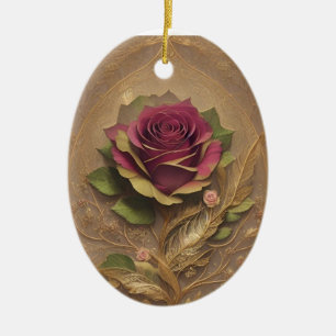 Rose Blume ovale Ornamente