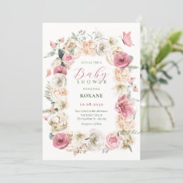 Rose Blume Pasta Aquarell Babydusche Einladung