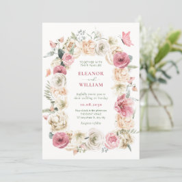 Rose Blume Pastellfarben Hochzeit Einladung