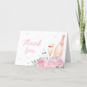 Rose Blume Poppin Champagner Flaschen Kinderdusche Dankeskarte