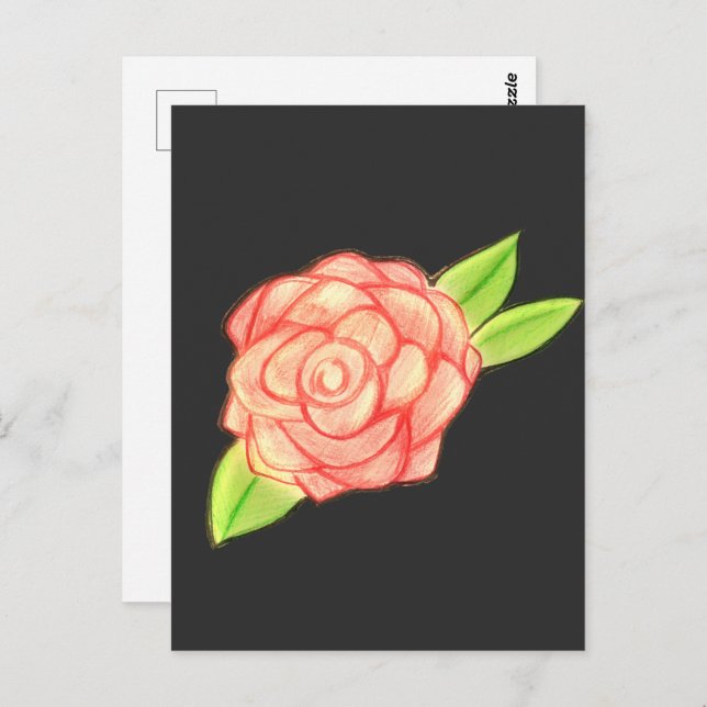 Rose Blume Postkarte (Vorne/Hinten)