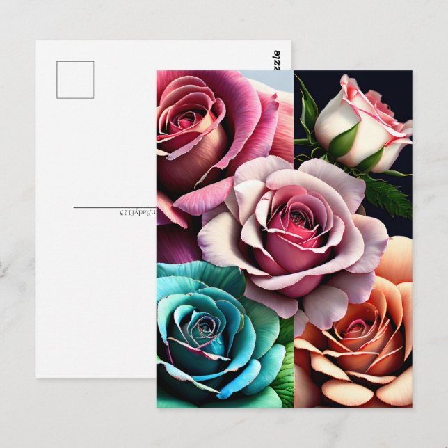 Rose, Blume, Postübergänge Postkarte (Vorne/Hinten)