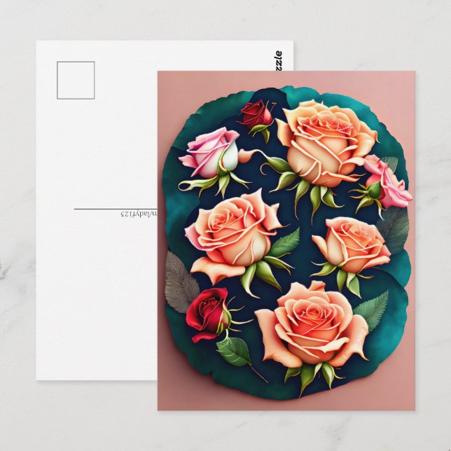 Rose, Blume, Postübergänge Postkarte (Vorne/Hinten)