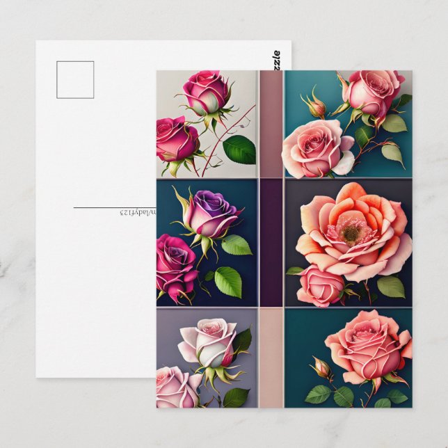 Rose, Blume, Postübergänge Postkarte (Vorne/Hinten)