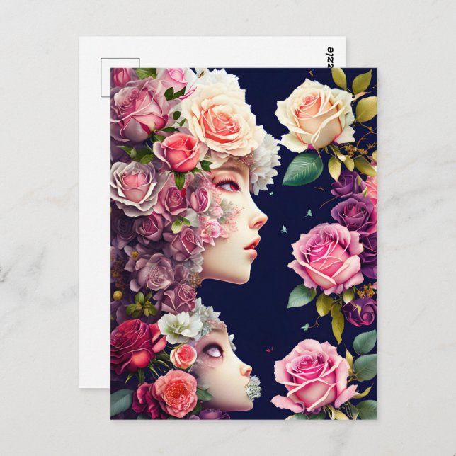 Rose, Blume, Postübergänge Postkarte (Vorne/Hinten)