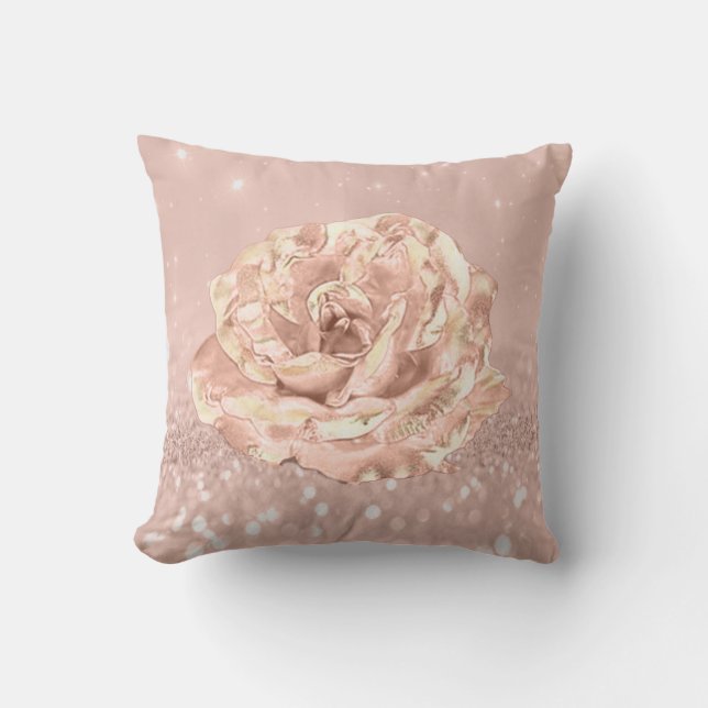 Rose Blume Rosa Pinie Glitzer Hütte Kissen (Vorderseite)