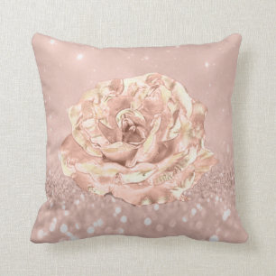 Rose Blume Rosa Pinie Glitzer Hütte Kissen