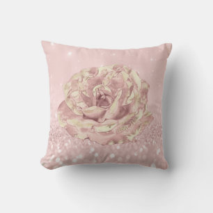 Rose Blume Rosafarbener Glitzer Rosa Kissen