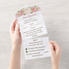 Rose Blume Save the Date angepasst All In One Einladung