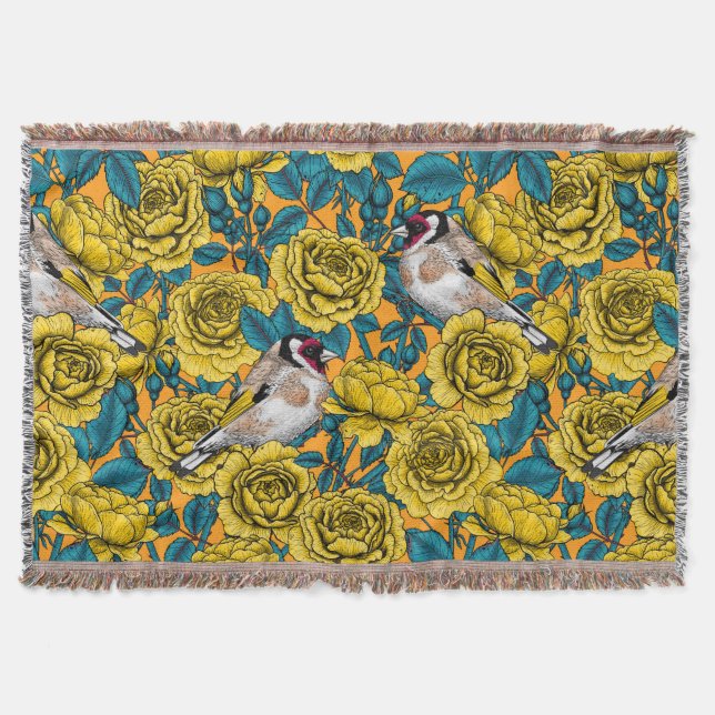 Rose Blume und Goldflossenvögel Decke (Vorderseite)