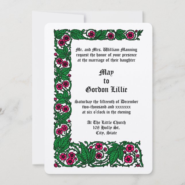 Rose Blume Weinberge Hochzeit Einladung (Vorderseite)