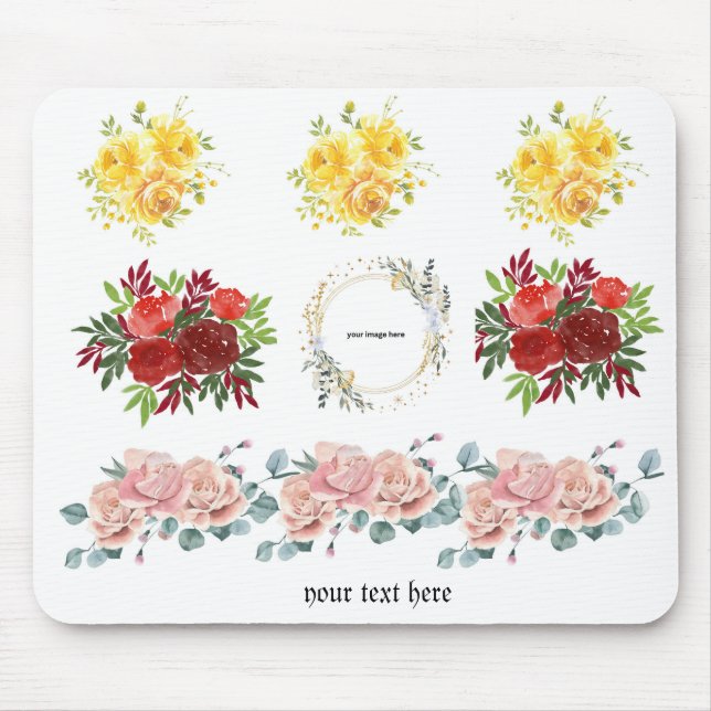Rose Blumen anpassbarer Platzhalter für Bild Mousepad (Vorne)