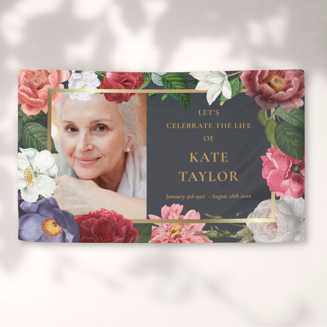 Rose Blumenbeerdigungsbanner zum Foto Banner (Von Creator hochgeladen)