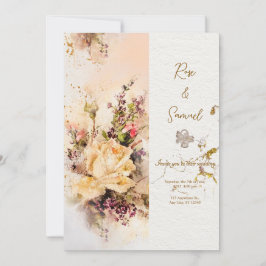 Rose Blumenblättriger Glitzer Papier Texturierte H Einladung