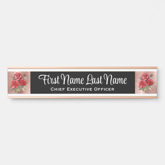Rose Blumenbügelschilder Name Plate Türschild (Vorderseite )