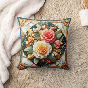 Rose Blumendesign mit Goldakzenten Kissen