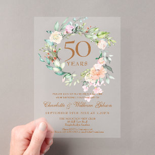 Rose Blumengarland 50. Hochzeitstag Acryleinladungen