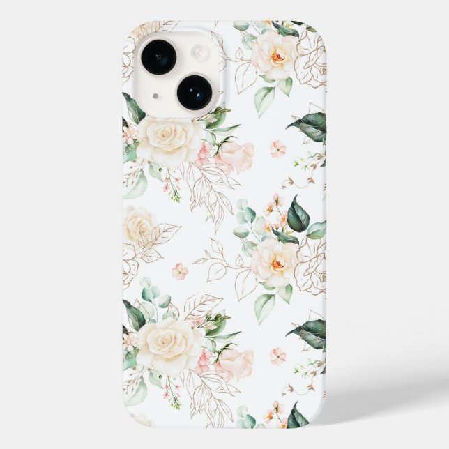 Rose Blumengartenmuster Case-Mate iPhone 14 Hülle (Rückseite)