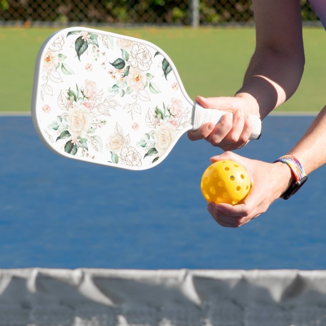 Rose Blumengartenmuster Pickleball Schläger (InSitu)