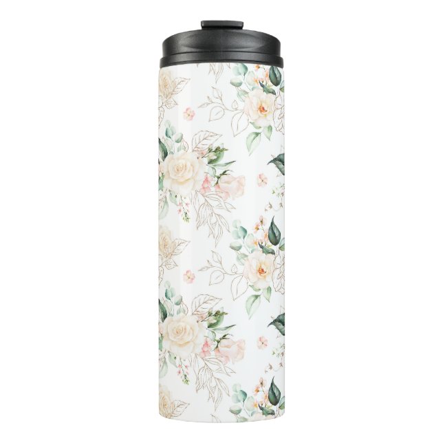 Rose Blumengartenmuster Thermosbecher (Vorderseite)