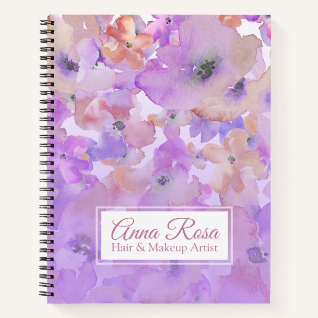 *~* Rose Blumenlavender & Pink Pasta Wasserfarbe Notizbuch (Vorderseite)