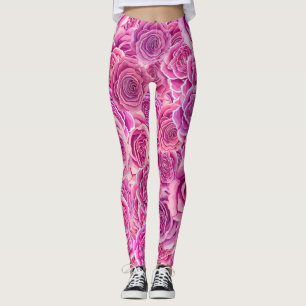 Rose Blumenmuster in Aquarellfarbe Rosa Leggings