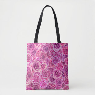 Rose Blumenmuster in Aquarellfarbe Rosa Tasche
