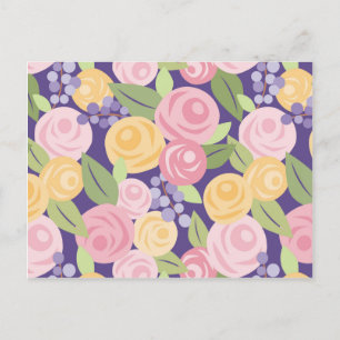 Rose Blumenmuster-Postkarte Postkarte