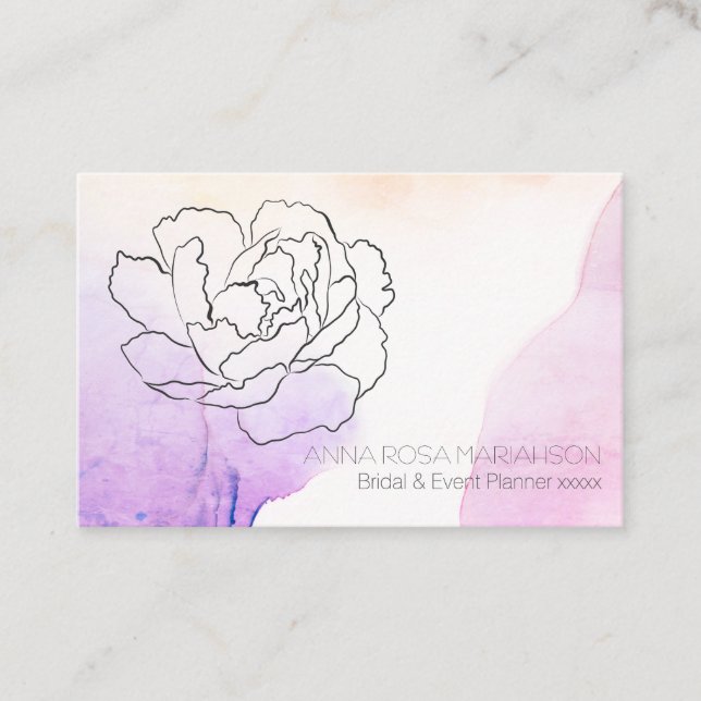 *~* Rose Blumenpastel Pink Lavendel Wasserfarbe Visitenkarte (Vorderseite)