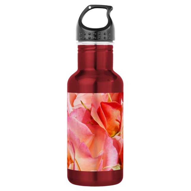 Rose Blumenrosa Blume Edelstahlflasche (Vorderseite)