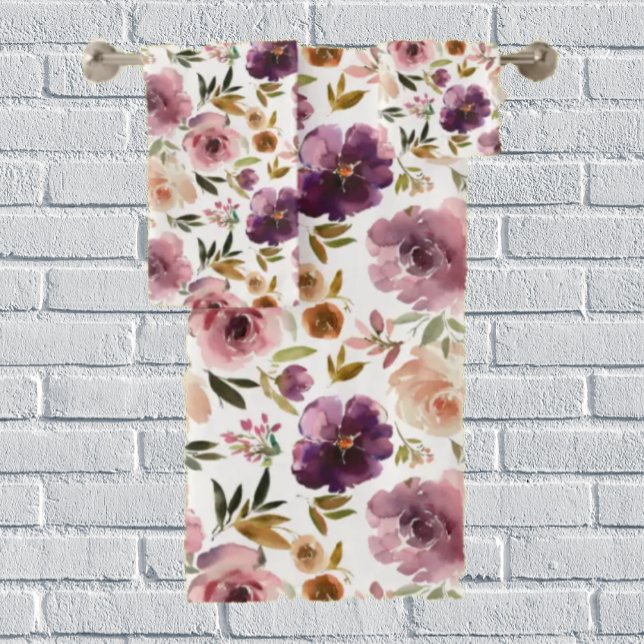 Rose Blumenrosa Lila Badhandtuch Set (Von Creator hochgeladen)