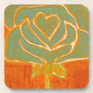 "Rose BlumenUntersetzer-Set des Herz-#4" Getränkeuntersetzer