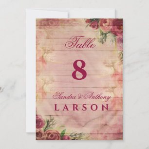 Rose Blumenwasser Hochzeiten Tischnummern